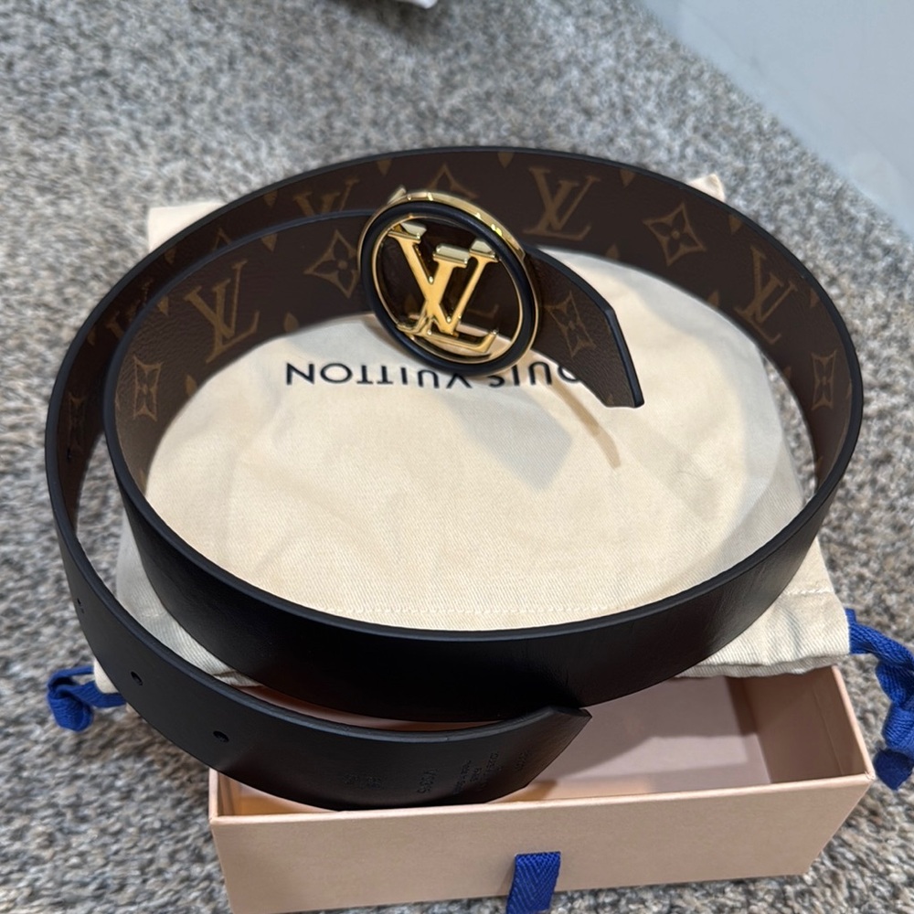 NEW Louis Vuitton Black Monogram Reversible Belt 85cm